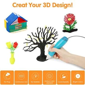 ubrand 3D Pen PLA Filament Set - 300 Feet, 30 Colors