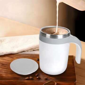 NEUEFAMI Automatic Mixing Coffee Mug Rotating Cute Mixing Cup for Office/Kitchen/Travel/Tea/Hot Choc...