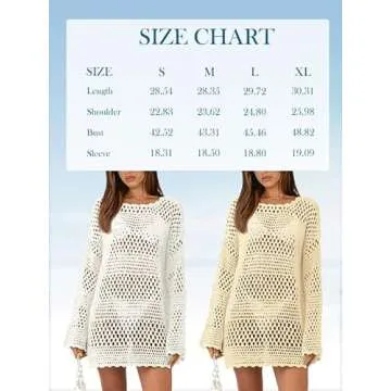 LILLUSORY Womens Cover Ups Swimsuit Crochet Summer Bathing Suit Swimwear Swim Beach 2024 Spring Fashion Dresses, Small, White
