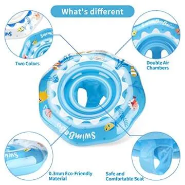 Swimbobo Inflatable Baby Swimming Float with Safe Seat for Age 6-36 Months Toddler (Blue Ocean)