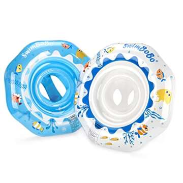 Swimbobo Inflatable Baby Swimming Float with Safe Seat for Age 6-36 Months Toddler (Blue Ocean)