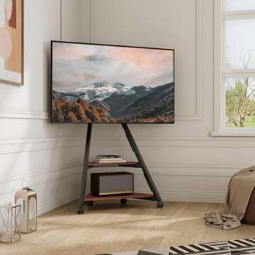 FITUEYES Design Corner TV Stand for 32 43 50 55 65 Inch TVs, Small Spaces Floor TV Stand Rolling TV ...