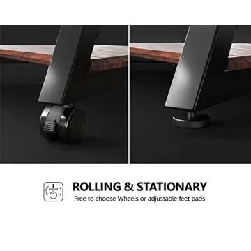 FITUEYES Design Corner TV Stand for 32 43 50 55 65 Inch TVs, Small Spaces Floor TV Stand Rolling TV Cart for LCD/LED Flat Curved Screens, Modern Living Room Television Stands, Eiffel Series, Walnut