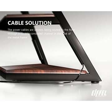 FITUEYES Design Corner TV Stand for 32 43 50 55 65 Inch TVs, Small Spaces Floor TV Stand Rolling TV Cart for LCD/LED Flat Curved Screens, Modern Living Room Television Stands, Eiffel Series, Walnut