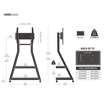 FITUEYES Design Corner TV Stand for 32 43 50 55 65 Inch TVs, Small Spaces Floor TV Stand Rolling TV Cart for LCD/LED Flat Curved Screens, Modern Living Room Television Stands, Eiffel Series, Walnut