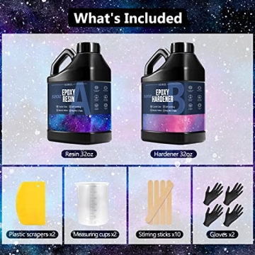 Epoxy Resin 64OZ Kit - Crystal Clear, No Yellowing, No Bubbles