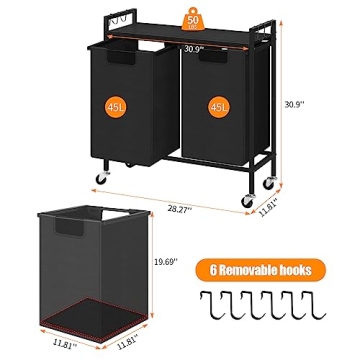 Black Laundry Basket with Wheels for Easy Organization