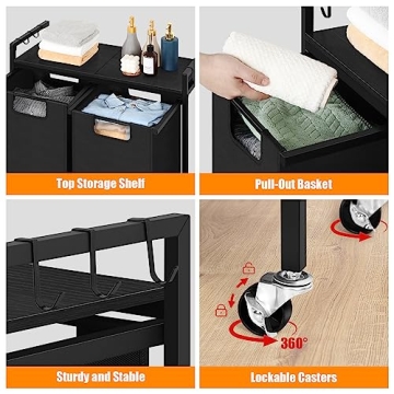 Black Laundry Basket with Wheels for Easy Organization