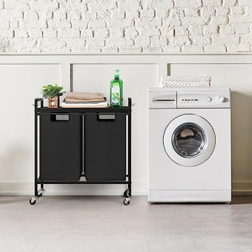 Black Laundry Basket with Wheels for Easy Organization