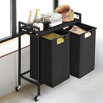 Black Laundry Basket with Wheels for Easy Organization