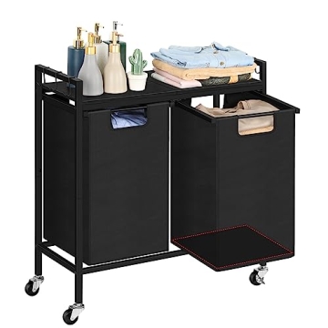 Black Laundry Basket with Wheels for Easy Organization
