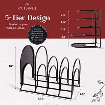 Cuisinel Pots and Pans Organizer Rack - Heavy Duty 60-LBS Capacity - 6mm Thick - Made in India - Mat...