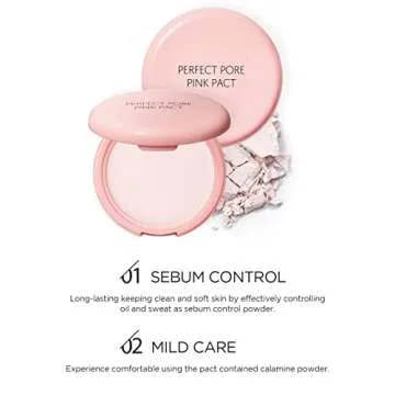 THESAEM Saemmul Perfect Pore Pink Pact - Makeup Finishing Pressed Powder for Sebum Control and Pore Minimization, Soothes Sensitive Skin with Calamine, Setting Powder, Clumps Free 12g
