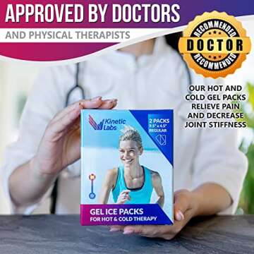 Ice Packs for Injuries Reusable (2 Pack) – Kinetic Labs Gel Ice Packs Reusable 9.5" x 4.5" - HSA FSA Eligible Gel Cold Packs for Injuries - Flexible Soft Ice Packs for Knee Shoulder Back (Regular)