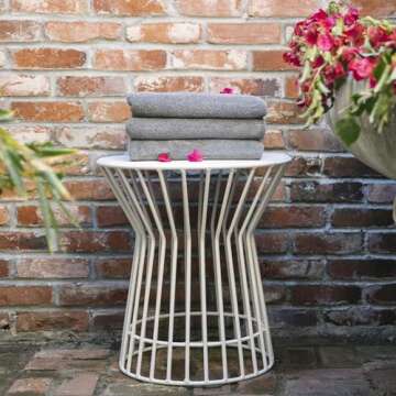Novogratz Poolside Roberta Outdoor Side Table – Chic & Durable White Accent