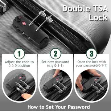 Karl home 4 Piece Luggage Sets, Travel Suitcase, Large Capacity Lightweight Luggage Sets with TSA Lo...