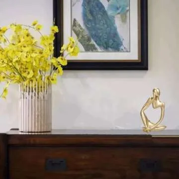 BOPART Gold Thinker Statue Home Decor, Resin Abstract Thinker Sculpture Figurines Shelf Decor Accents for Living Room, Office, Bookshelf, Desktop