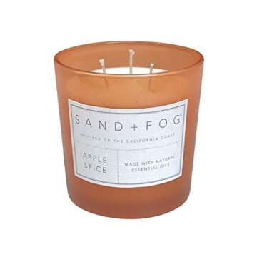 Sand + Fog Scented Candles - Apple Spice - Additional Scents and Sizes - 3 Wicks 100% Cotton Lead-Fr...