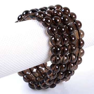 Smoky Quartz Gemstone 8mm Round Beads Stretch Bracelet 7 Inch Unisex