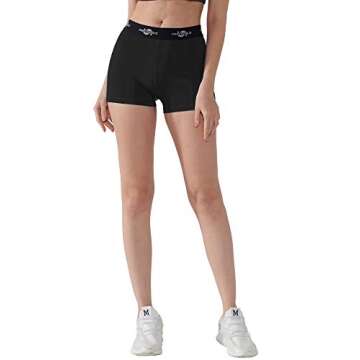 CADMUS Women's Spandex Volleyball Shorts 3" Workout Pro Shorts,Black & Black & Black,Medium