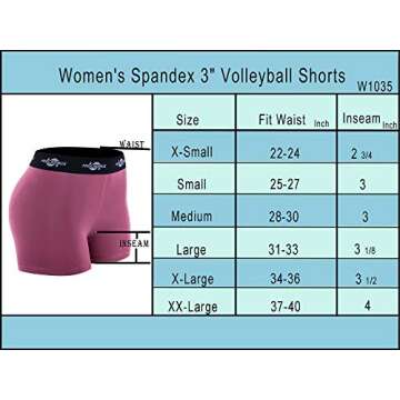 CADMUS Women's Spandex Volleyball Shorts 3" Workout Pro Shorts,Black & Black & Black,Medium