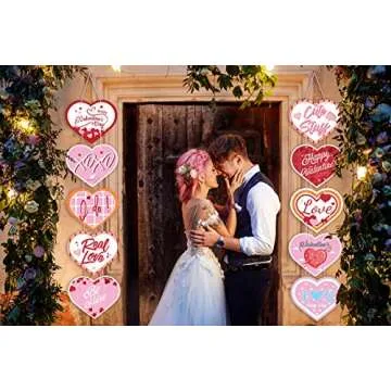 Qaxlry Valentine's Day Heart Banner - Romantic Decor Set