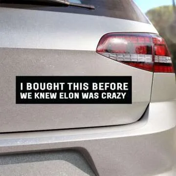 Anti Elon Bumper Stickers (2pcs), I Bought This Before Elon Went Crazy Anti Elon T-esla Club No Elon, Waterproof Window Bumper Stickers for Cars, Anti Elon Stickers,Tesla Bumper Sticker