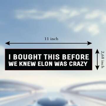 Anti Elon Bumper Stickers (2pcs), I Bought This Before Elon Went Crazy Anti Elon T-esla Club No Elon, Waterproof Window Bumper Stickers for Cars, Anti Elon Stickers,Tesla Bumper Sticker