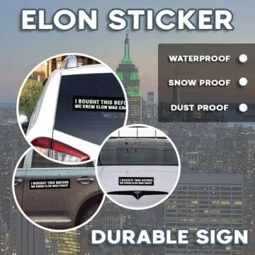 Anti Elon Bumper Stickers (2pcs), I Bought This Before Elon Went Crazy Anti Elon T-esla Club No Elon, Waterproof Window Bumper Stickers for Cars, Anti Elon Stickers,Tesla Bumper Sticker