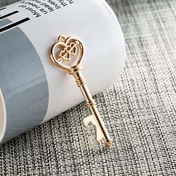 50 PCS Key Bottle Openers,Wedding Favors,Gifts,Decorations or Souvenirs for guests Bulk,Bridal Shower Party Favors with Card Tag (Gold)