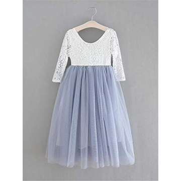 Elegant Toddler Flower Girl Dress in Gray Tulle