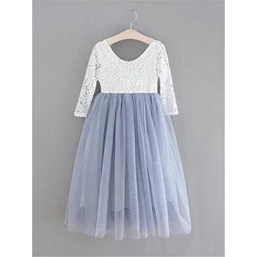 Elegant Toddler Flower Girl Dress in Gray Tulle