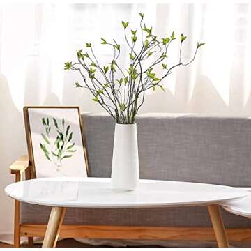 D'vine Dev 11 Inch Ceramic Flower Vase Matte Finishing, Minimalist Design for Home Décor, Bedroom, Living Room, Centerpieces, Office, White, VS-XH-D-2