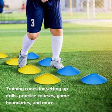 KEVENZ Soccer Cones, Pack of 50 Agility Training Disc Cones for Sports, Multicolor Field Marker for Soccer, Football and More