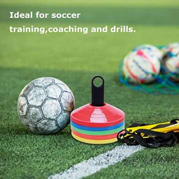 KEVENZ Soccer Cones, Pack of 50 Agility Training Disc Cones for Sports, Multicolor Field Marker for Soccer, Football and More