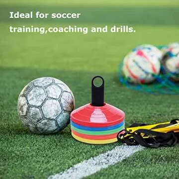 KEVENZ Soccer Cones, Pack of 50 Agility Training Disc Cones for Sports, Multicolor Field Marker for Soccer, Football and More