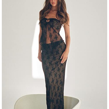 Sastianaen Vintage Print Two Piece Skirt Set for Women