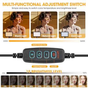 OPKING Photography Lighting Kit with 4 Color Filters, Dimmable 5600K USB LED Studio Light with Adjus...