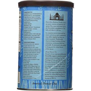 David Rio Elephant Vanilla Chai - 2 Canisters of Sweet Delight