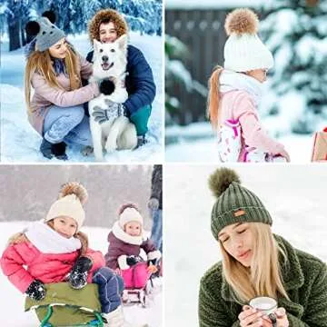 48 Pcs Faux Fur Pom Pom for Hats - Fluffy Large Pom Poms with Elastic Loop Removable Knitting Hat Accessories for Crafts Gloves Shoes Scarves Bags Keychains (24 Colors, 3.9 in )