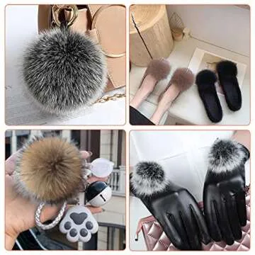 48 Pcs Faux Fur Pom Pom for Hats - Fluffy Large Pom Poms with Elastic Loop Removable Knitting Hat Accessories for Crafts Gloves Shoes Scarves Bags Keychains (24 Colors, 3.9 in )