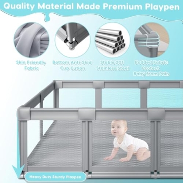 Fshibila Large Baby Playpen - Safe Play Yard for Kids