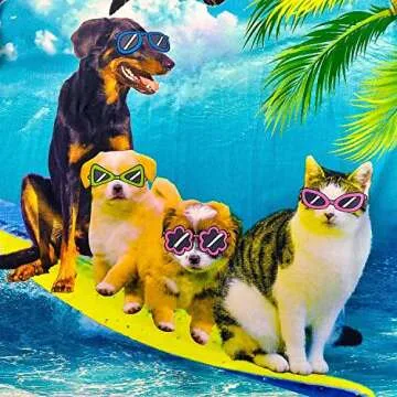 Kayolece Animal Print T Shirts for Young Men Women 3D Cat Dog with Sunglasses Summer Lightweight Novelty Top for Guys M