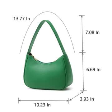 CYHTWSDJ Stylish Green Hobo Bag - Chic Vegan Handbag for Ladies