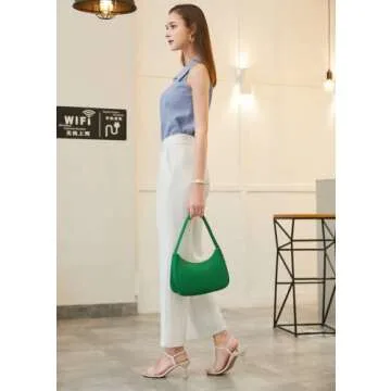 CYHTWSDJ Hobo Bag - Stylish Green Vegan Handbag