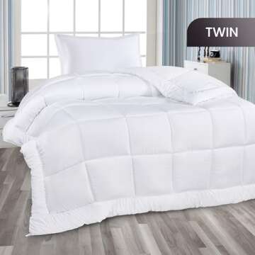 Utopia Bedding All Season Down Alternative Quilted Twin Comforter, Duvet Insert with Corner Tabs, Ma...