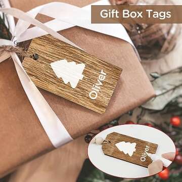 Christmas Decorations-12PCS Christmas Stocking Name Tags -DIY Unfinished Personalized Blank Bead Wood Tag -Farmhouse Xmas Stocking Hanging Tag for Christmas Stocking