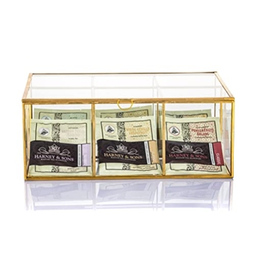 Elegant NCYP Large Glass Tea Bags Organizer Box for All Tea Lovers