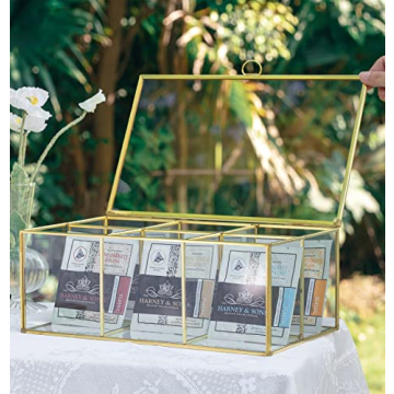 Large Glass Tea Bags Organizer Box for Stylish Storage