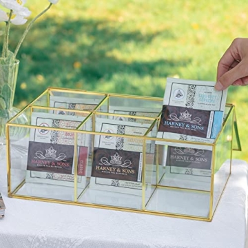 Large Glass Tea Bags Organizer Box for Stylish Storage